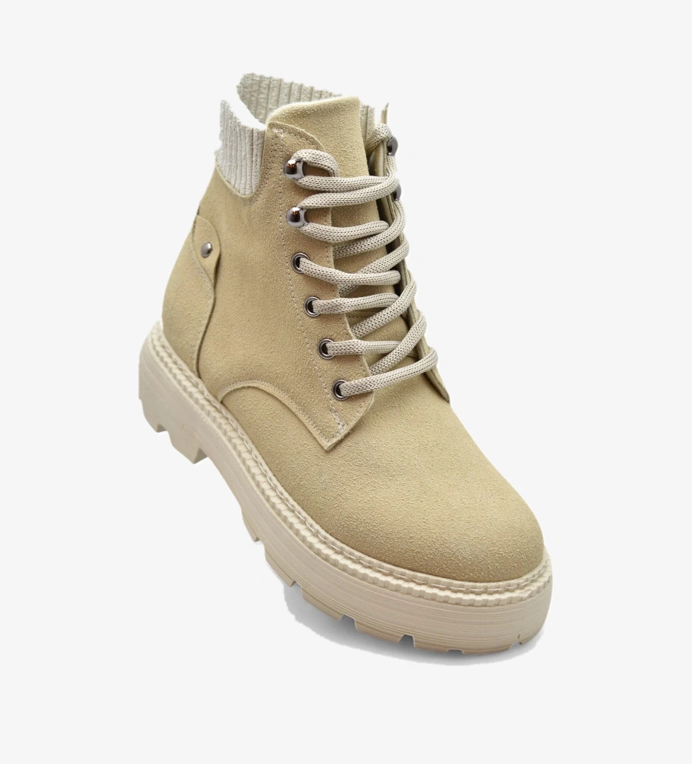 778 Günlük Bağcıklı Fermuarlı Kadın Bot Ayakkabı Kışlık Bayan Bot Nubuk Malzeme