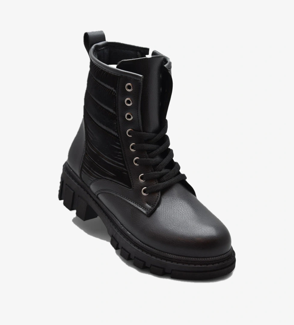 988 Günlük Bağcıklı Fermuarlı Siyah Kadın Bot Ayakkabı Kışlık Bayan Bot - Görsel 1