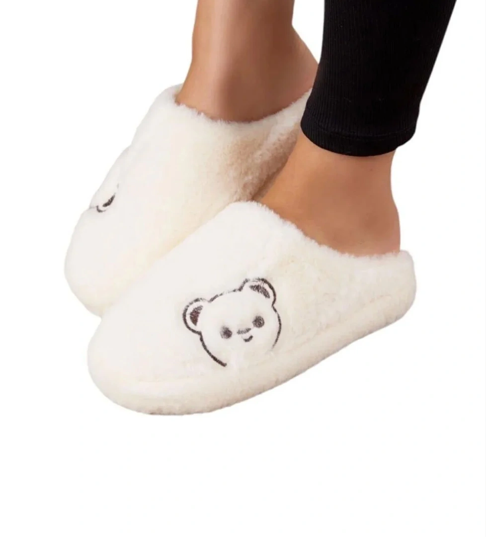 Kadın Ev Terliği Peluş Ses Yapmaz Kalın Taban Terlik 1021-127-0003 - Görsel 1