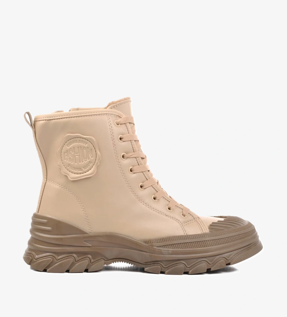 Serpentis İçi Kürklü Bej Kadın Bot