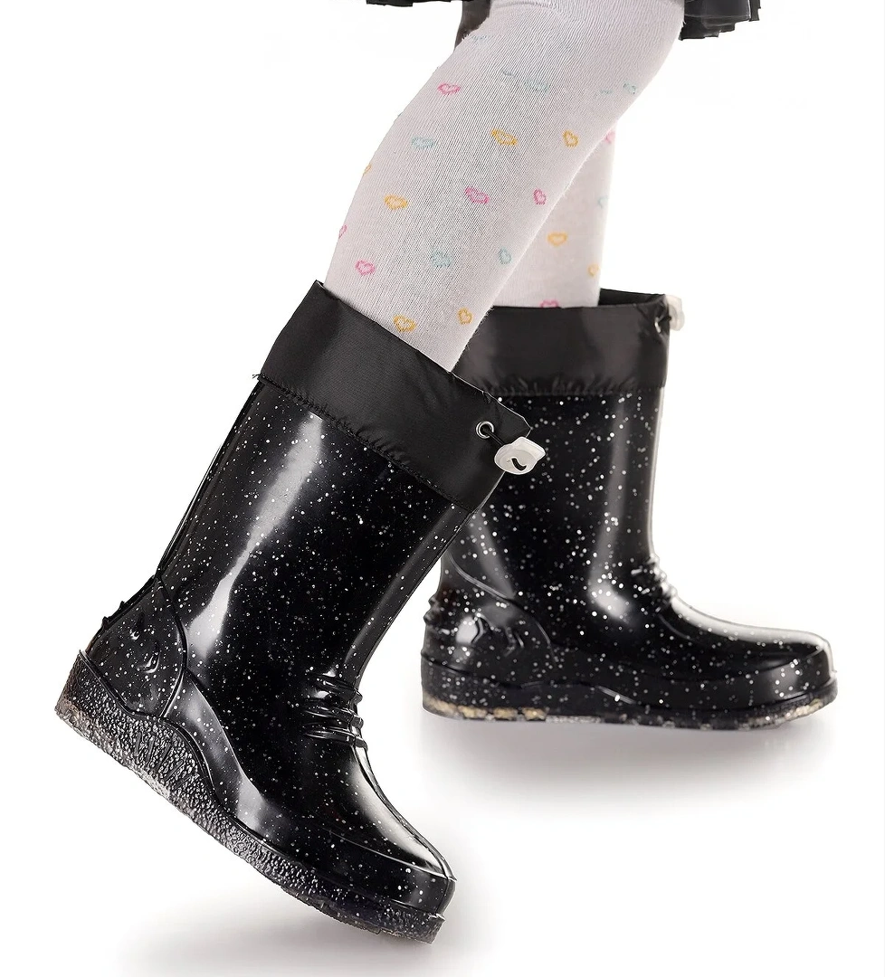 Savana Su Geçirmez Kız Çocuk Yağmur Çizmesi Siyah - Beyaz