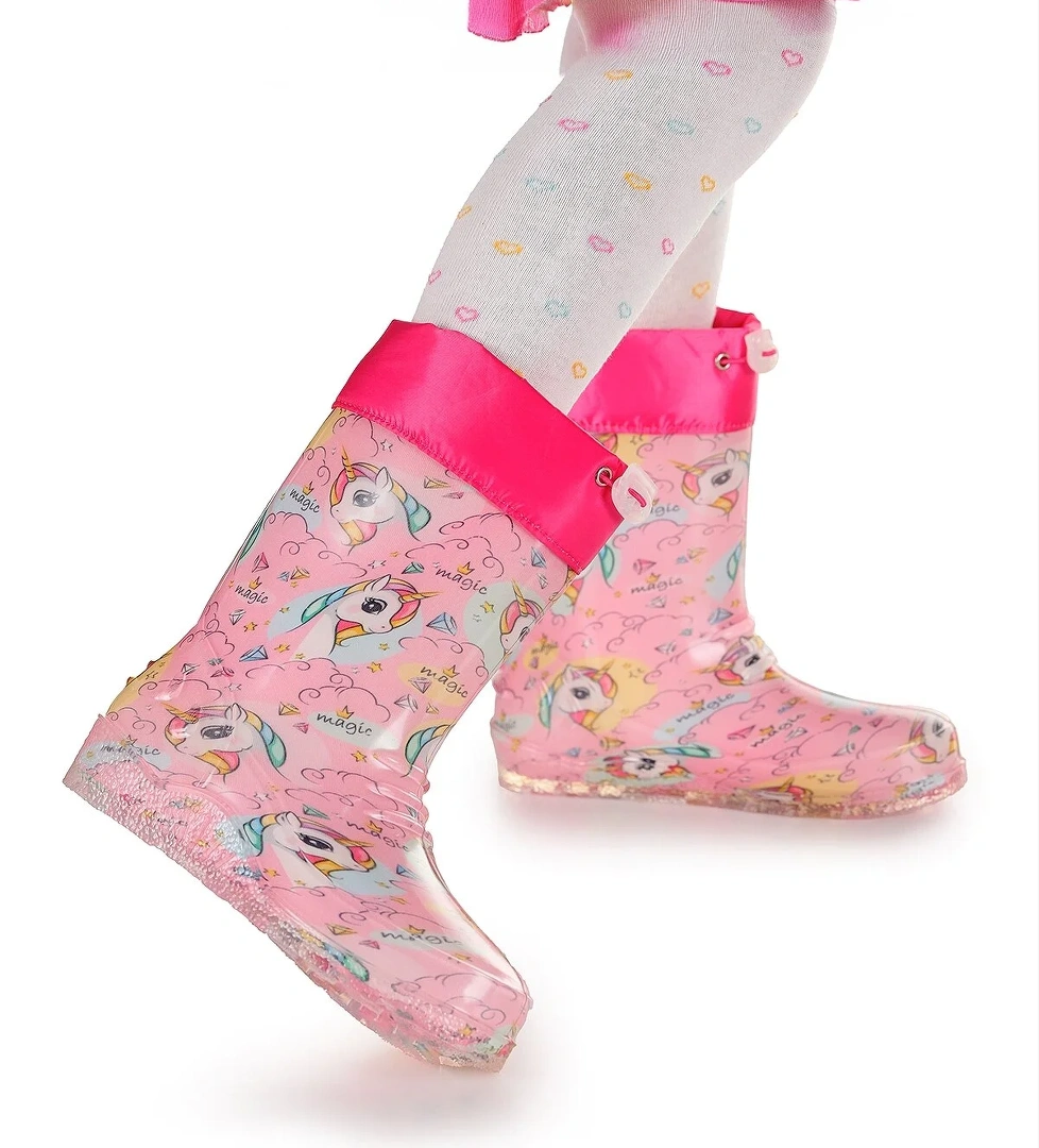 Unicorn Su Geçirmez Kız Çocuk Yağmur Çizmesi Pembe - Turkuaz