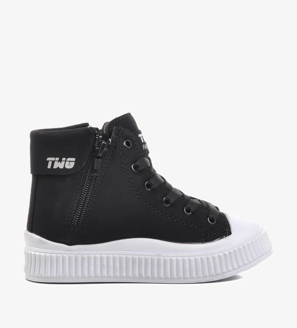 Orion-P Siyah-Beyaz İçi Polarlı Unisex Çocuk Bot