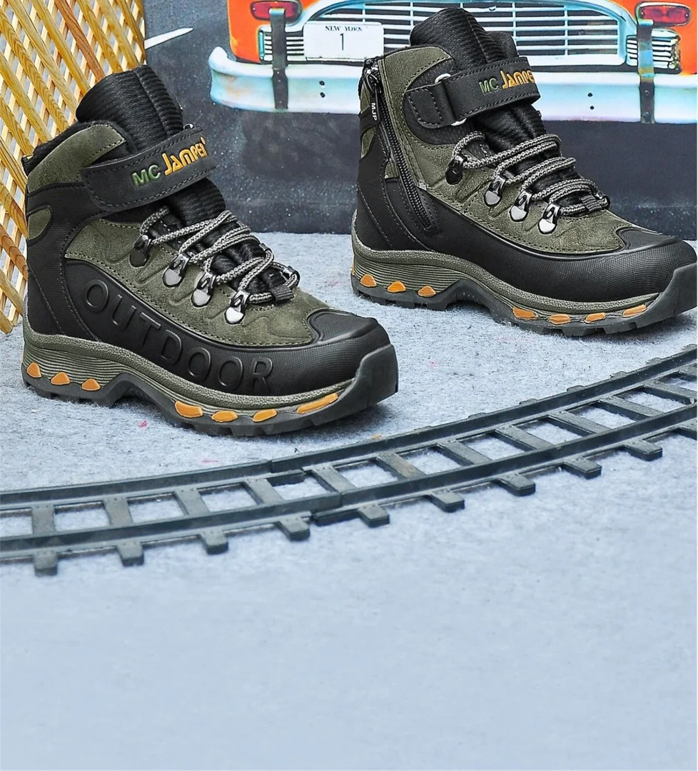 2115 Filet Erkek Çocuk Outdoor Bot Siyah - Haki - Görsel 1