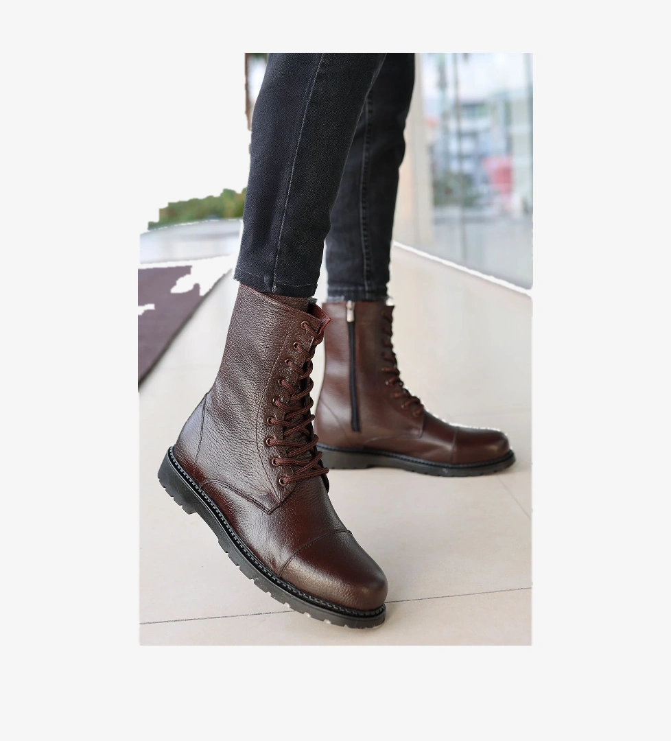 Aragon Erkek Garantili Hakiki Deri Soğuk Geçirmez Kaymaz Kauçuk Taban Postal Bot ARAGON-3565 - Görsel 1