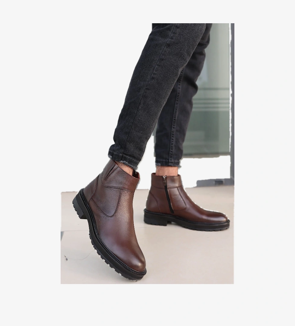 Tomiross Tomiross Igor Kahverengi Cilt Garantili Erkek Hakiki Deri Soğuk Geçirmez Kaymaz Kauçuk Taban Bot IGOR-8952 model görseli