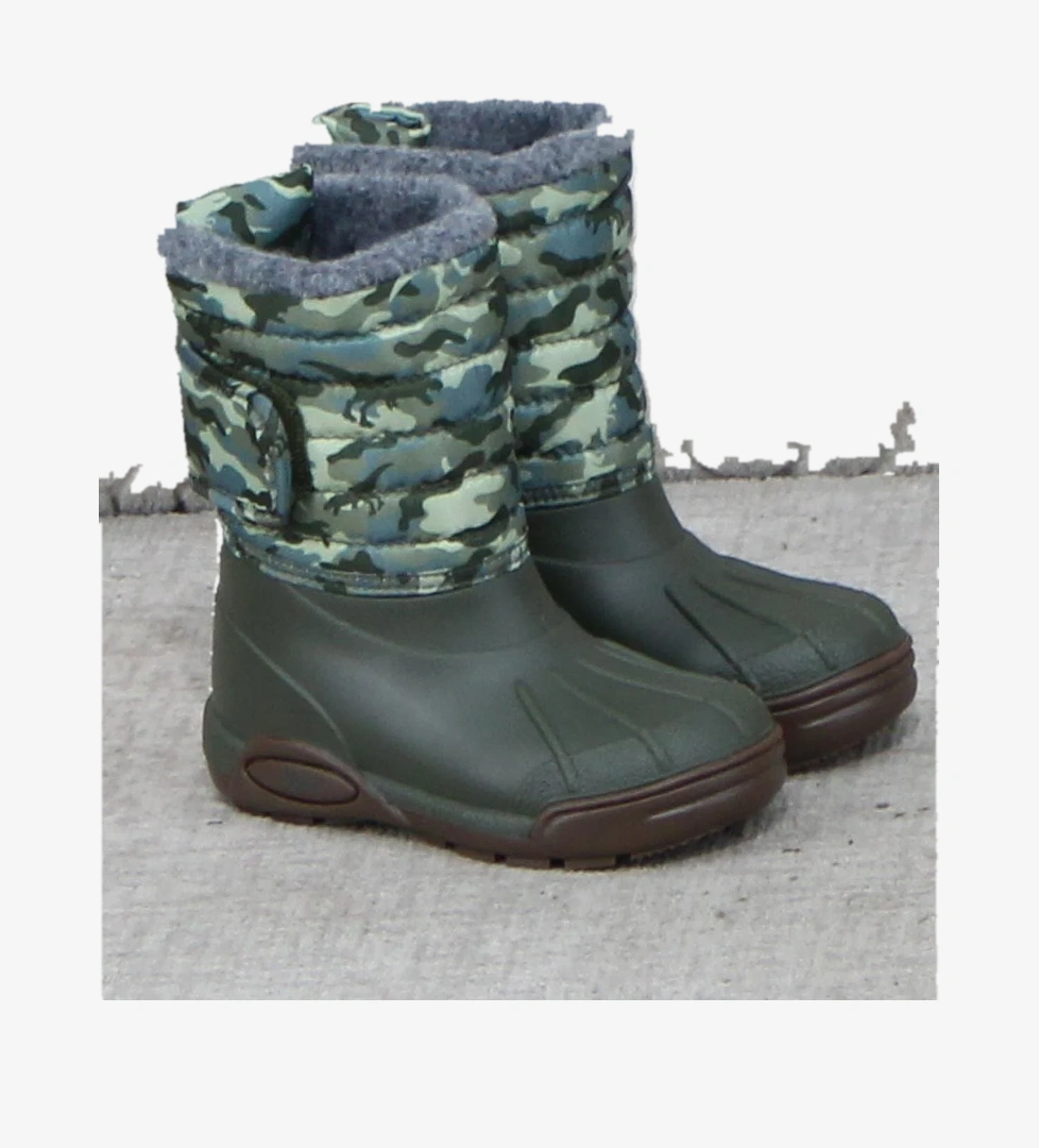 W10210 042 Topo Skı Camo Haki İçi Kürklü Çocuk Yağmur Çizmesi - Görsel 1