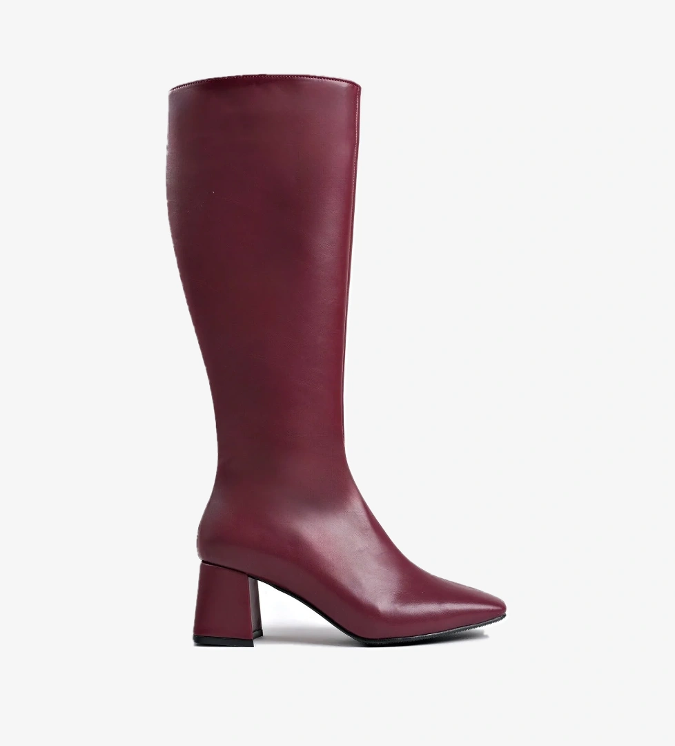 KAROLİNE Garantili Küt Burun Yandan Fermuarlı Topuklu Kadın Çizme