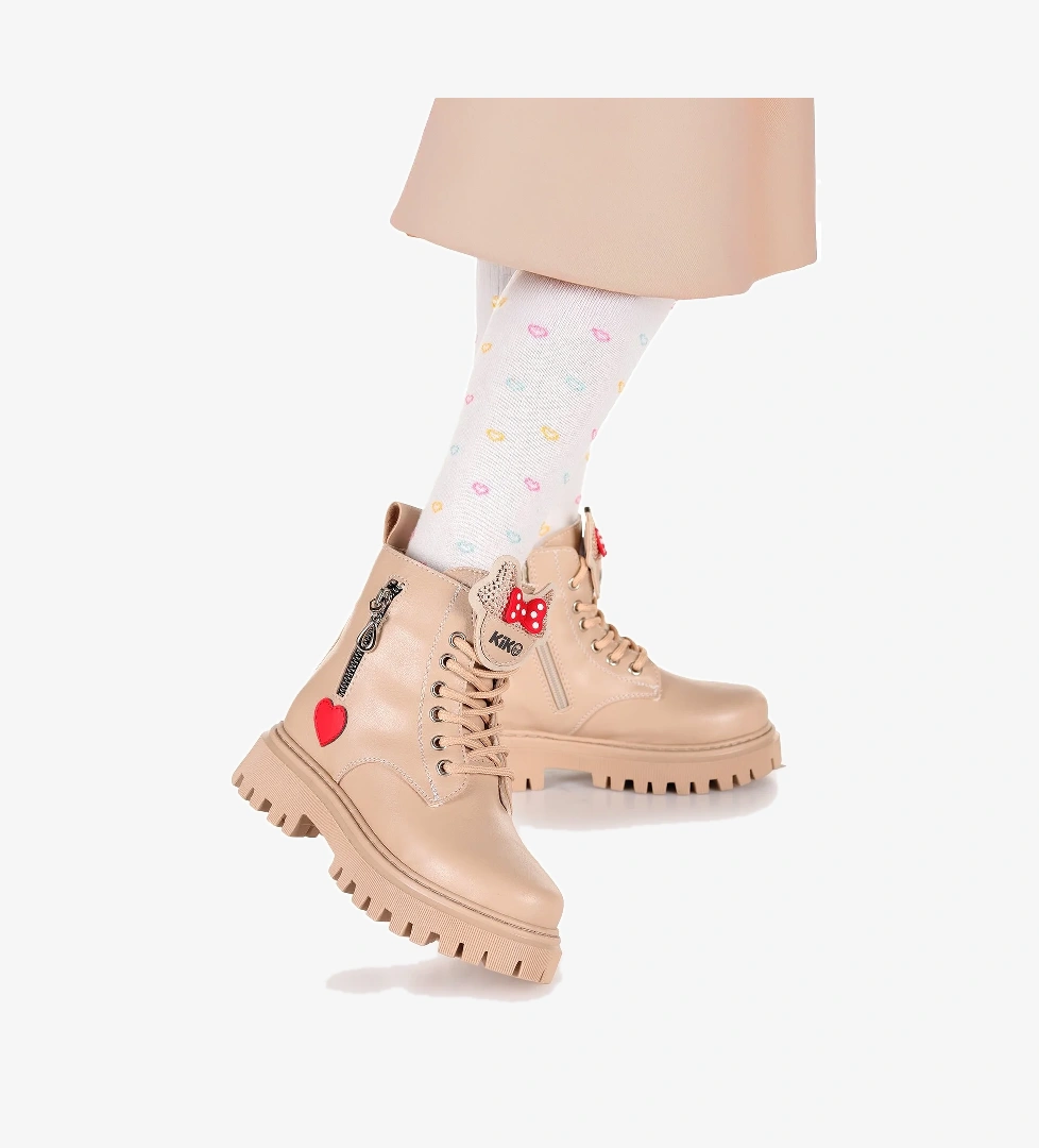 Bella Günlük Fermuarlı Kız Çocuk Bot Ayakkabı Ten