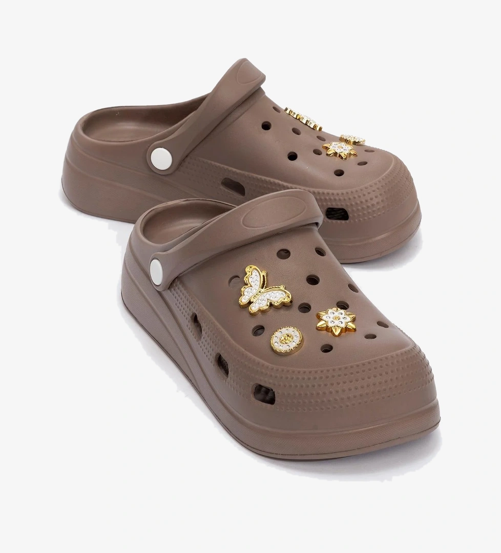 Kadın Aksesuarlı Sabo Terlik VİZON