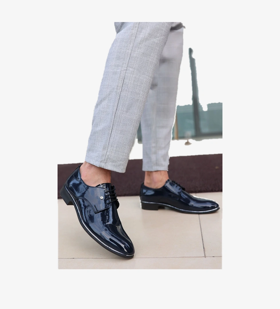 Erkek Lacivert Rugan Damatlık ve Günlük Kullanım Klasik Ayakkabı RGN-570-1