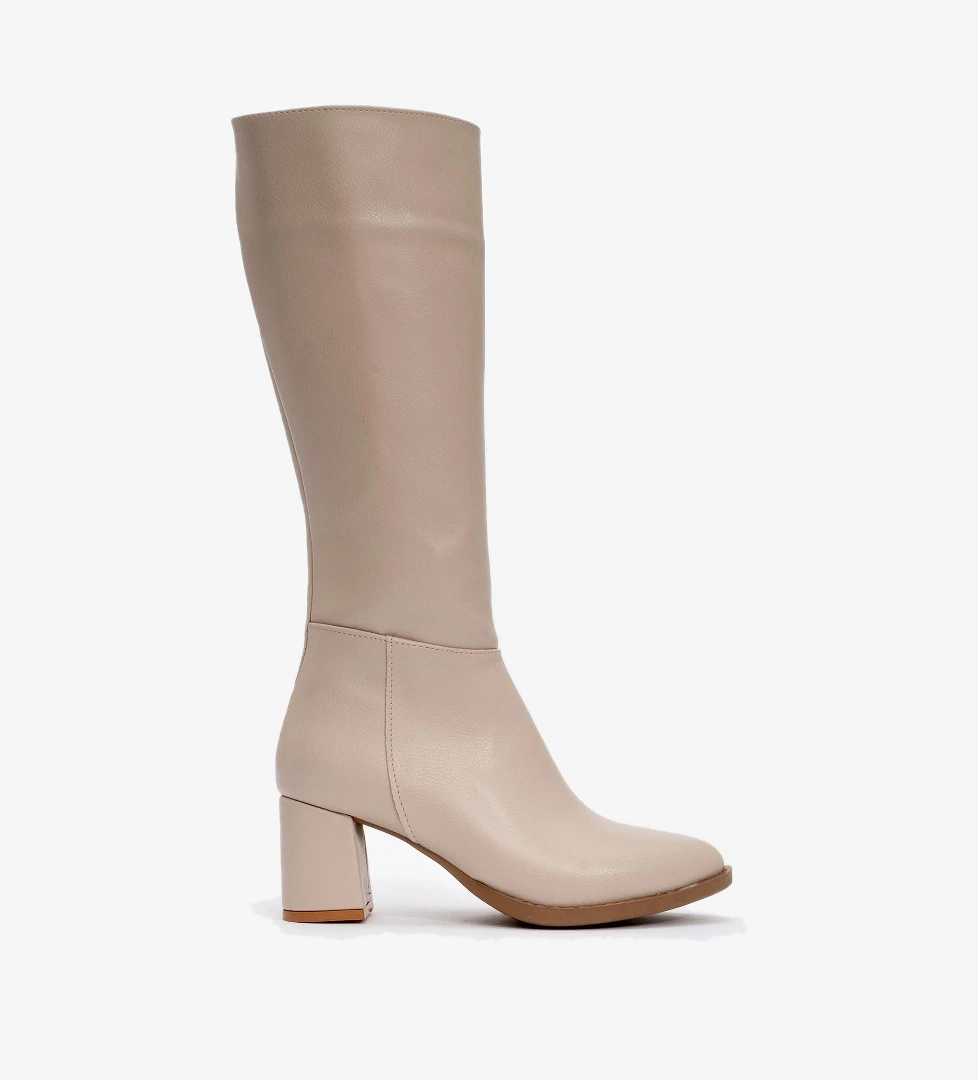 Ccway Topuklu Kadın Çizme Ten Kroko model görseli