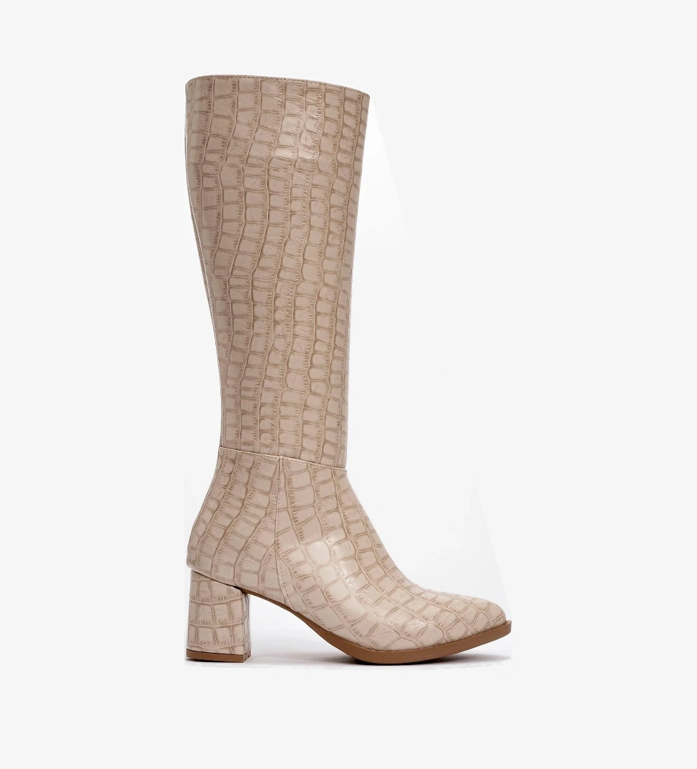 Topuklu Kadın Çizme TEN KROKO