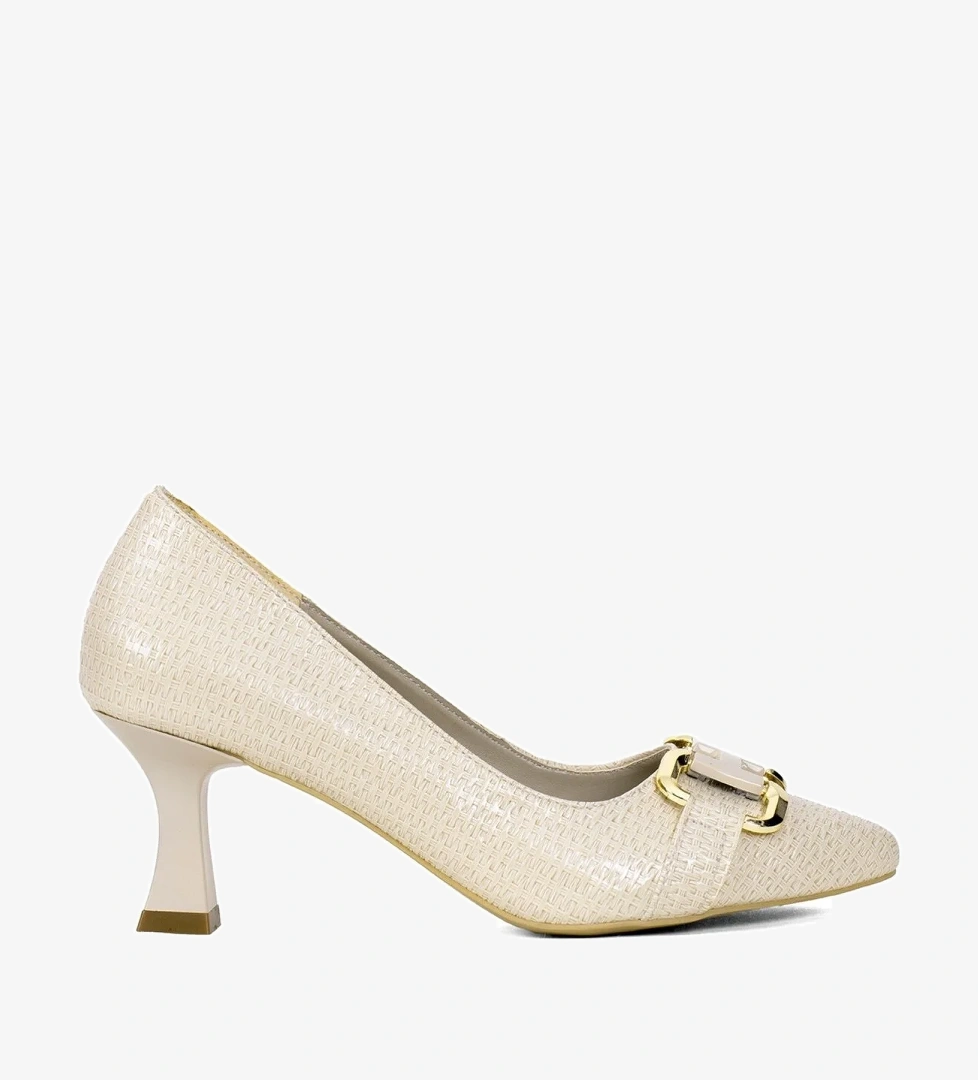 Elit SIS02R Kadın Klasik Topuklu Ayakkabı Ten