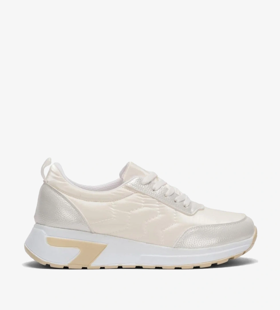 Kadın Günlük Rahat Comfort Taban Parlak Spor Sneaker Ayakkabı BEYAZ - Görsel 1