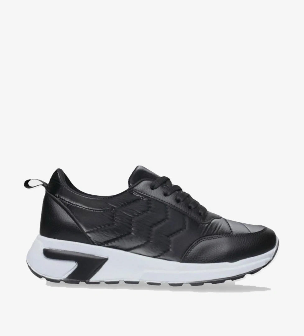 Kadın Günlük Rahat Comfort Taban Parlak Spor Sneaker Ayakkabı SİYAH - BEYAZ