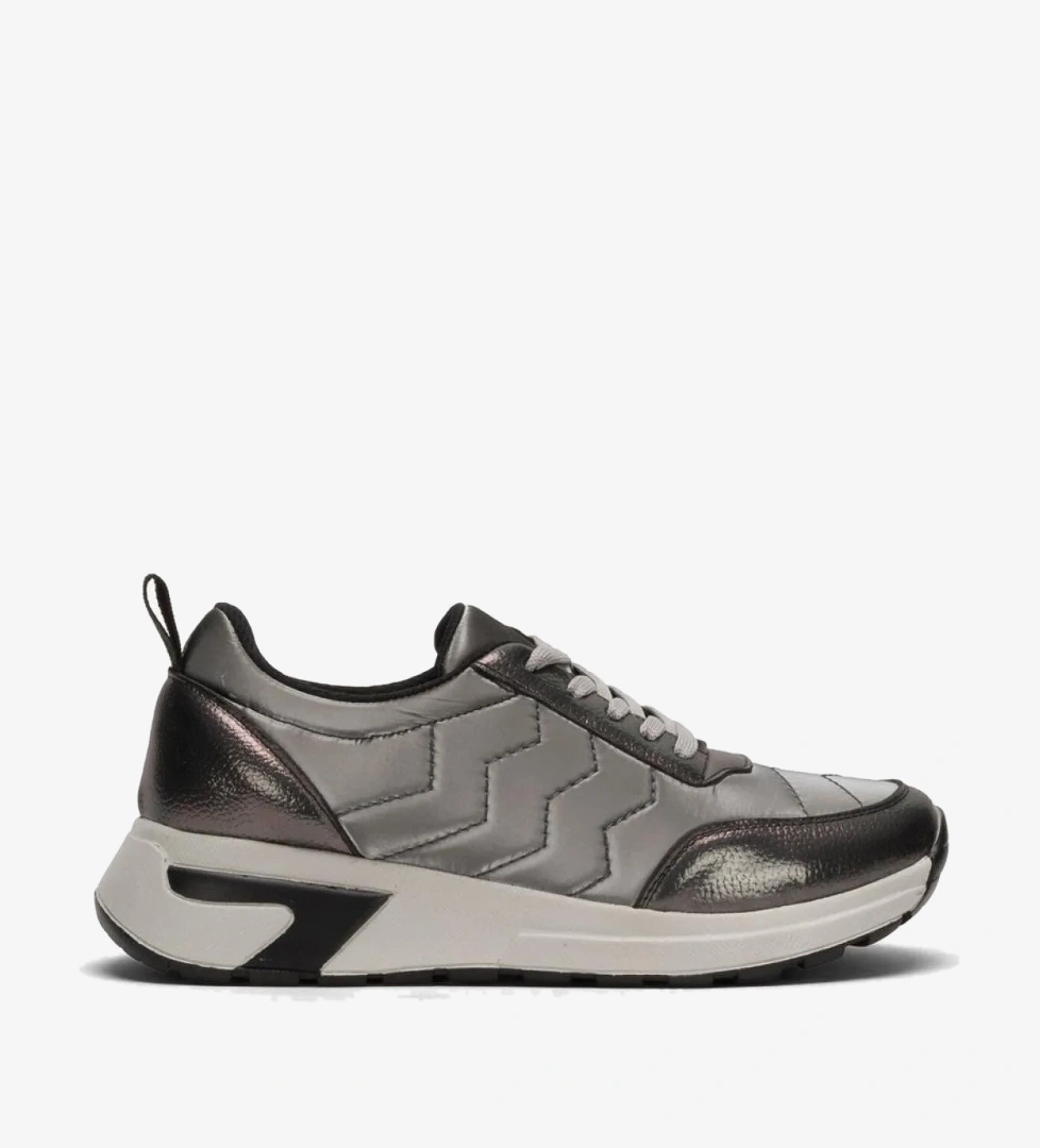 Kadın Günlük Rahat Comfort Taban Parlak Spor Sneaker Ayakkabı GÜMÜŞ