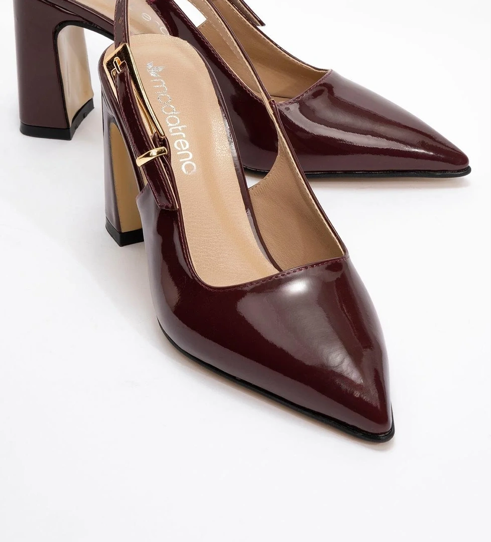 Kadın Tokalı Topuklu Ayakkabı BORDO RUGAN