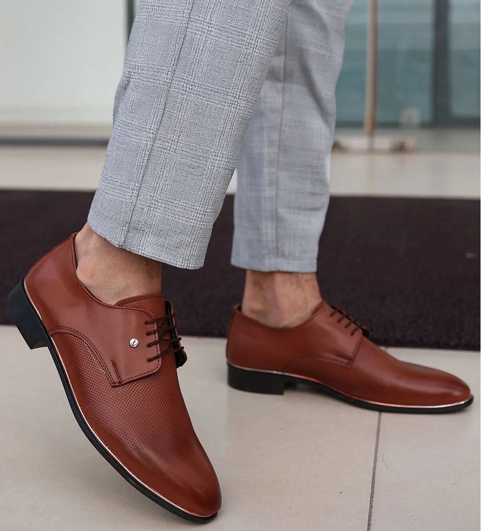 Erkek Taba Cilt Damatlık ve Günlük Kullanım Neolitik Rahat Klasik Ayakkabı 573-1