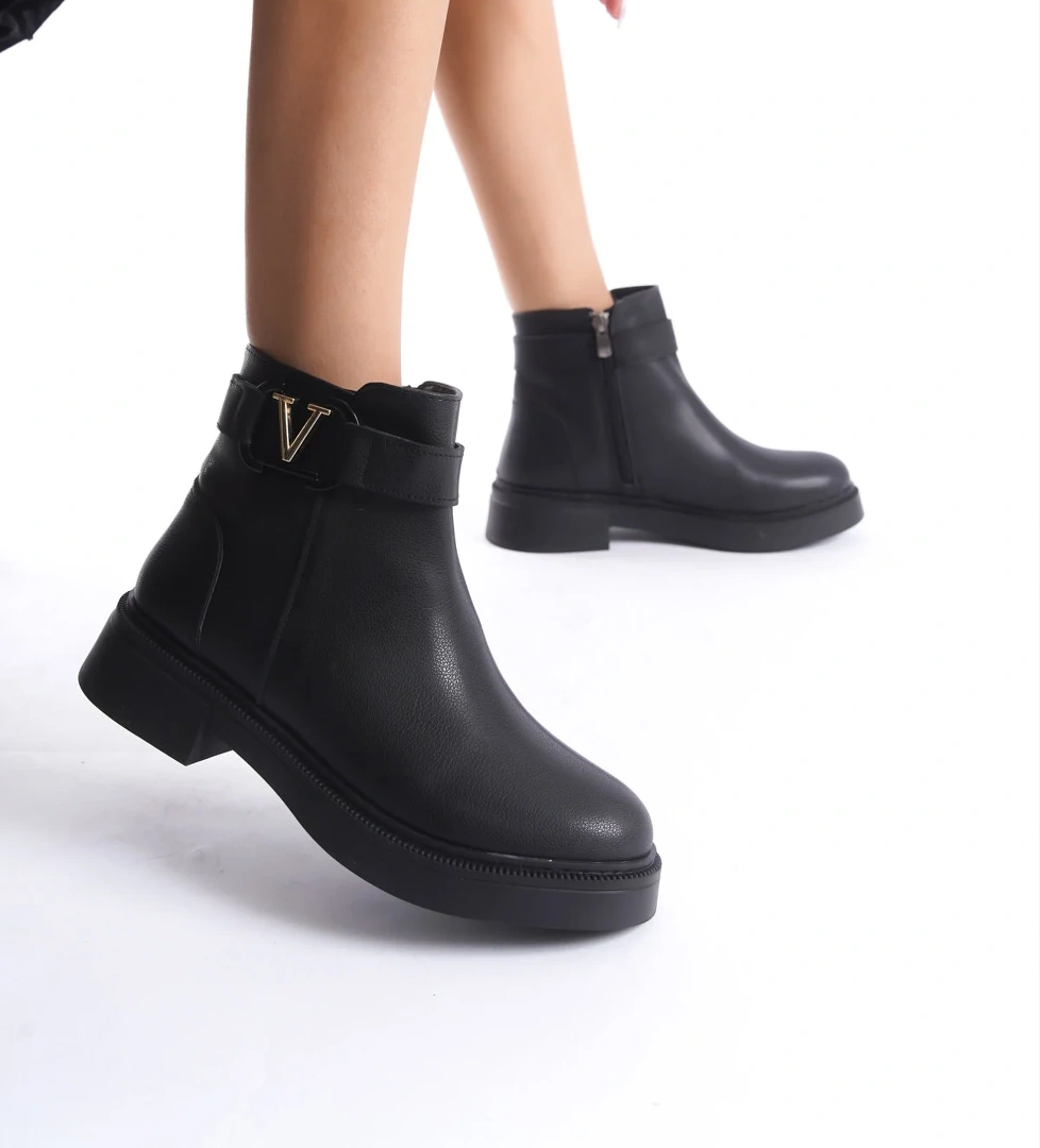 D802 Kadın Yanı Tokalı Ortopedik Soğuk Geçirmez Bot