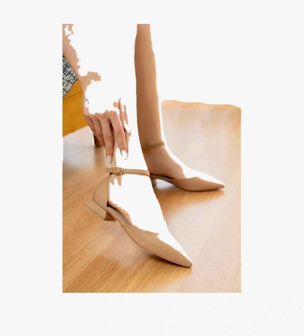 Happy Nude ( 3 cm Topuklu ) Sivri Burun Topuklu Ayakkabı