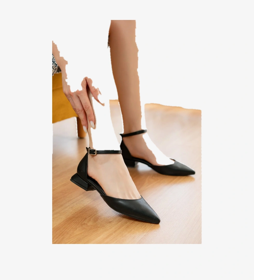 Happy Siyah ( 3 cm Topuklu ) Sivri Burun Topuklu Ayakkabı