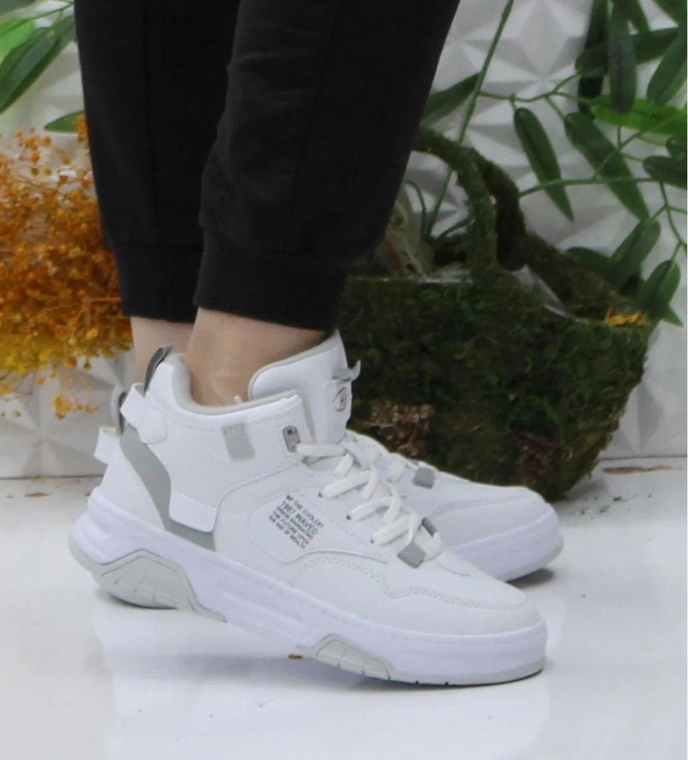 242-2063 Beyaz Rahat Orijinal Ürün Bilekli Kadın Spor Ayakkabı - Görsel 1