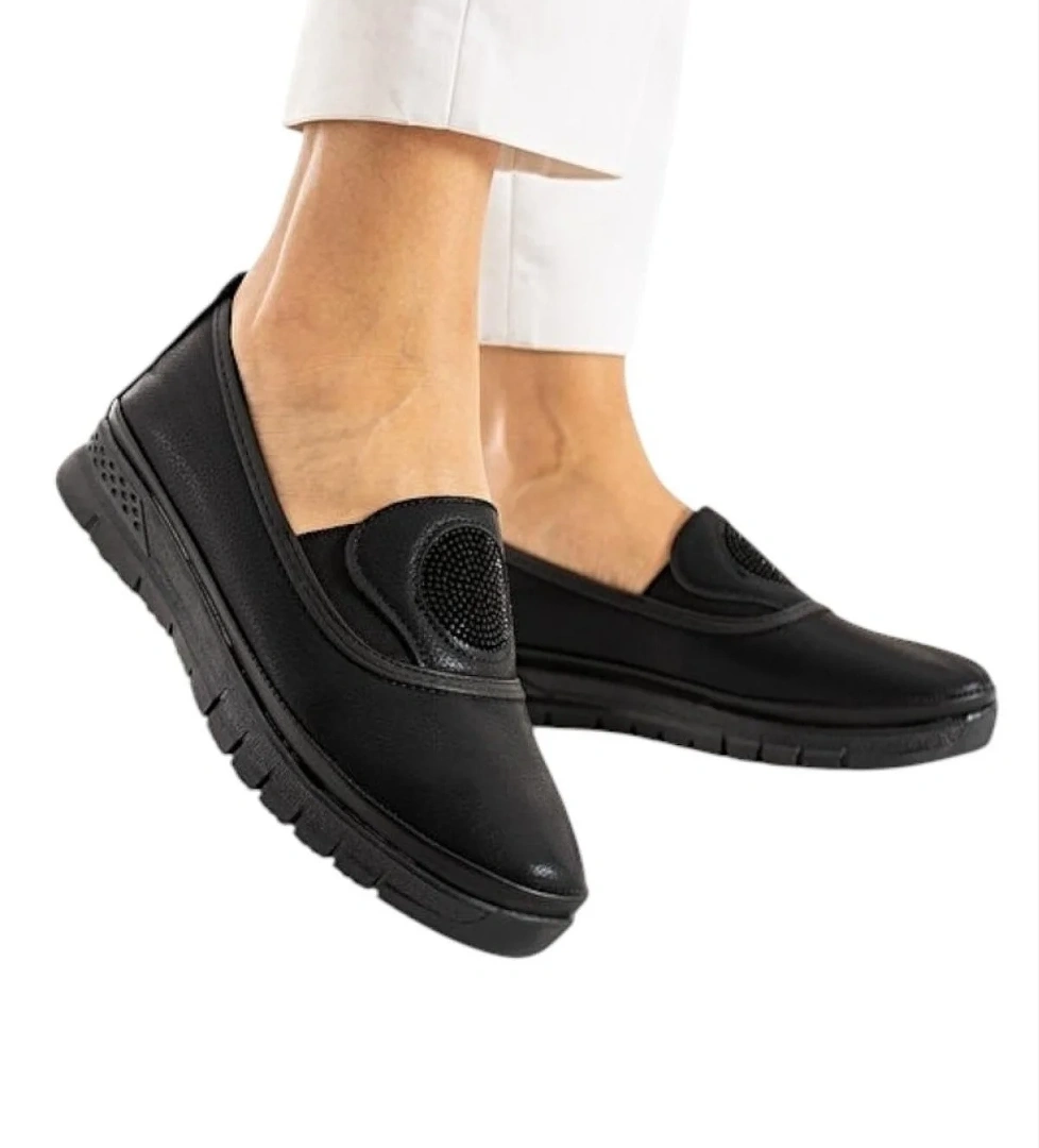 Liger Kadın Ortopedik Taban Lastikli Anne Günlük Ayakkabı SİYAH model görseli