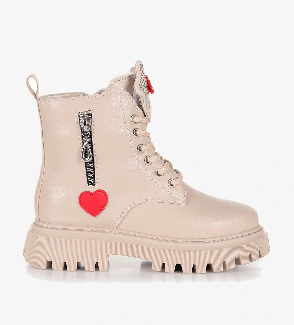 Bella Günlük Fermuarlı Kız Çocuk Bot Ayakkabı Bej