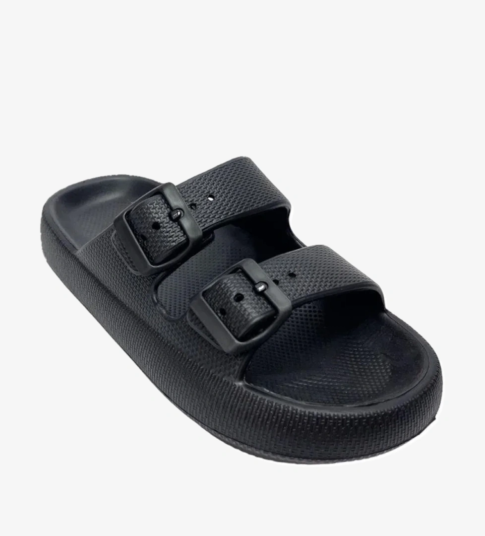 Unisex Çift Tokalı Medikal Hafif Eva Terlik SİYAH