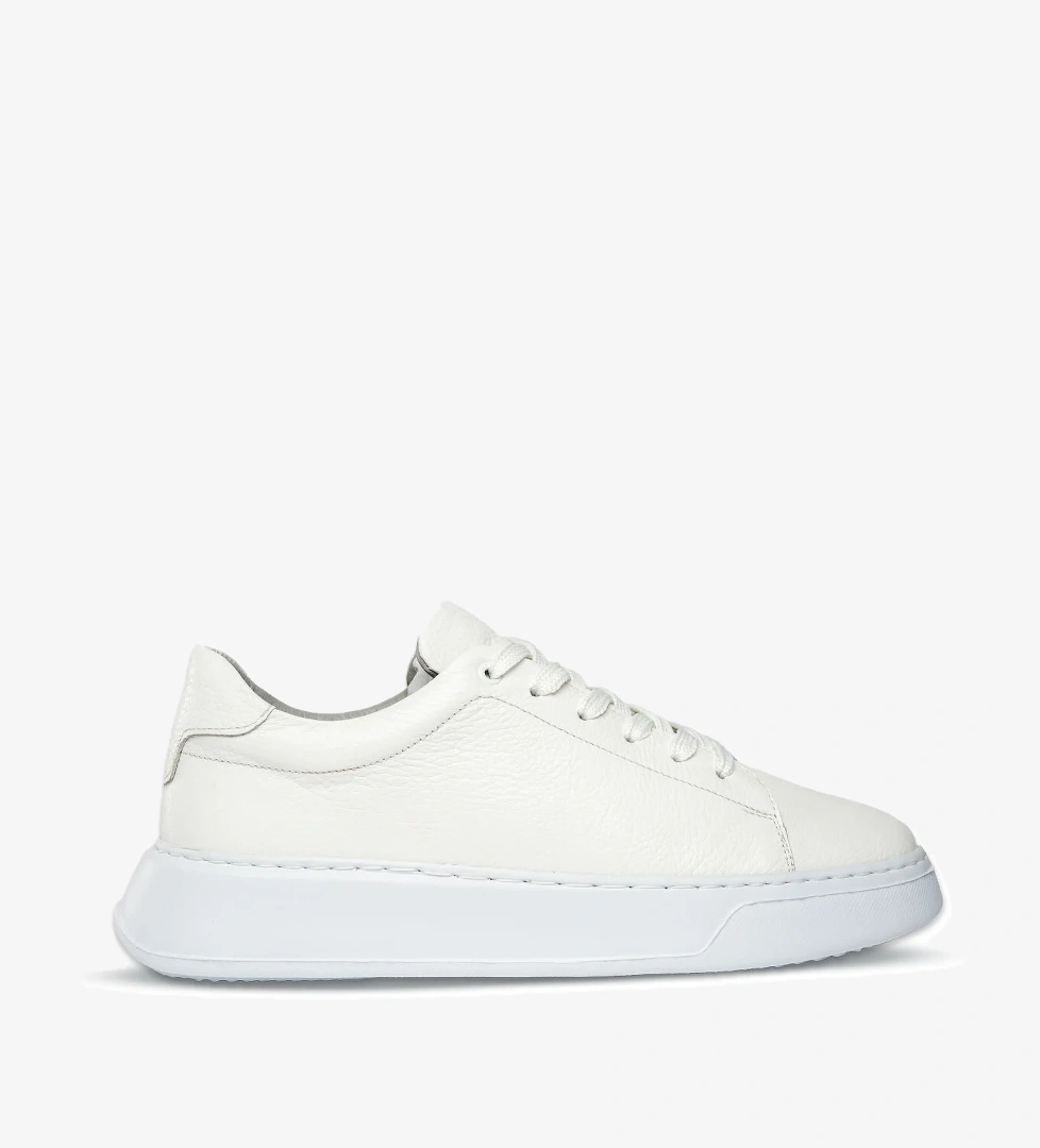 Beyaz Casual Bağcıklı Deri Sneakers