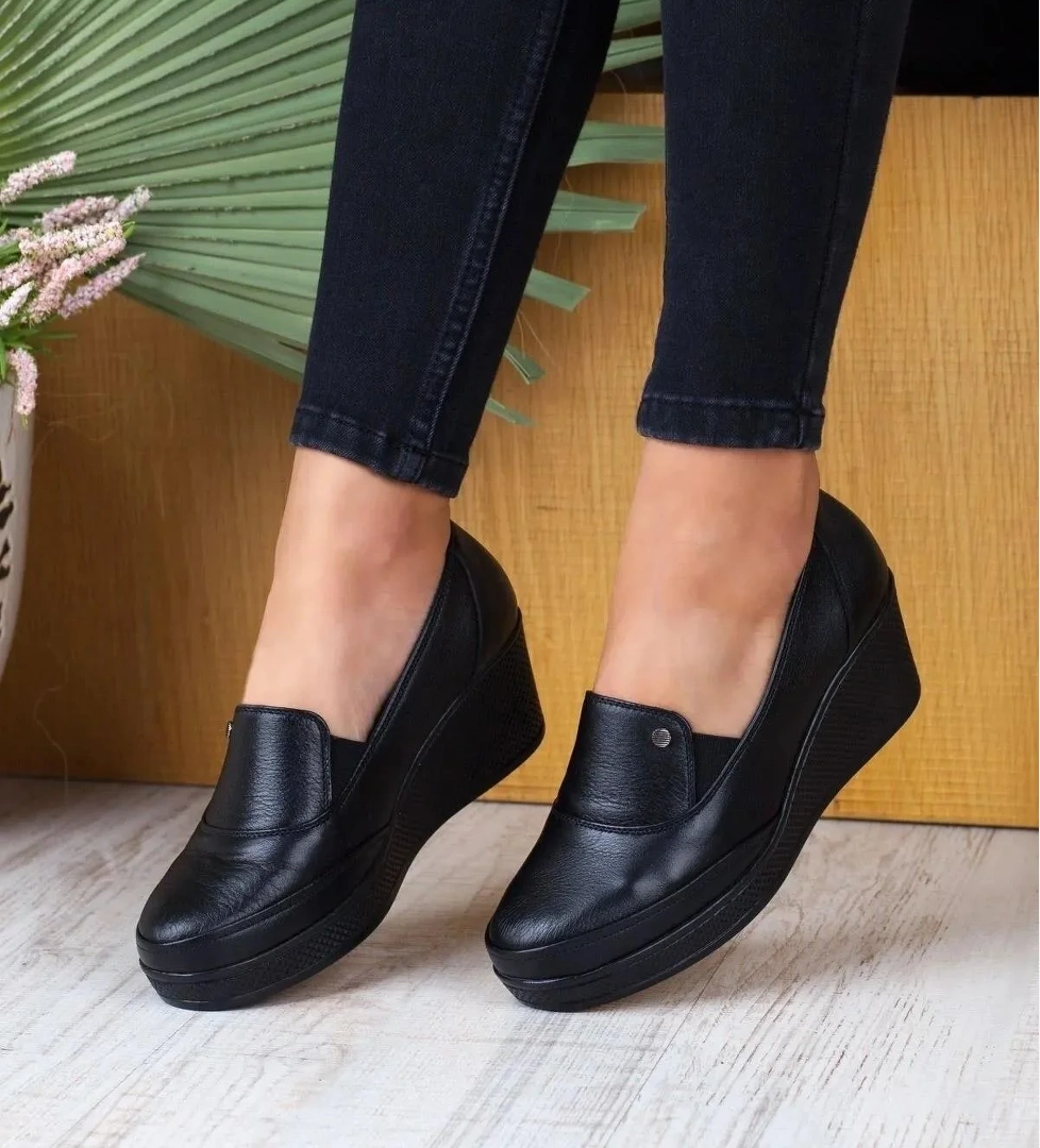 Mehmet Mete 3220 Comfort Dolgu Taban Hakiki Deri Kadın Ayakkabı model görseli