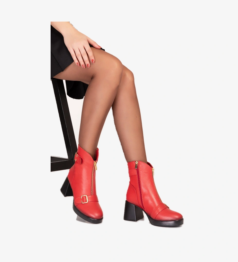 Gondol Kadın Hakiki Deri Yüksek Topuklu Şık Bot anl.2908 - Görsel 1