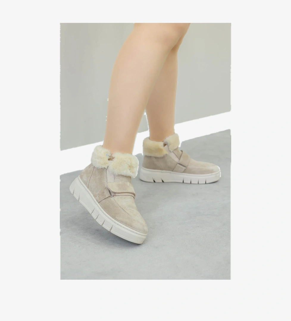 Hakiki Deri Kürklü Kadın Klasik Bot 916KZA3700 - Görsel 1