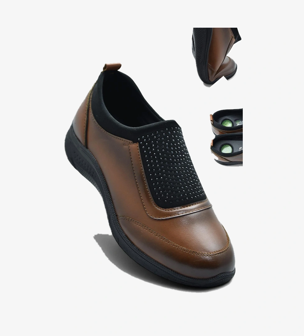 Ayakkabı Burada 240P Taşlı Rahat Jelli Ortopedik Taban Günlük Kadın Ayakkabı Babet Casual Günlük Ayakkabı model görseli