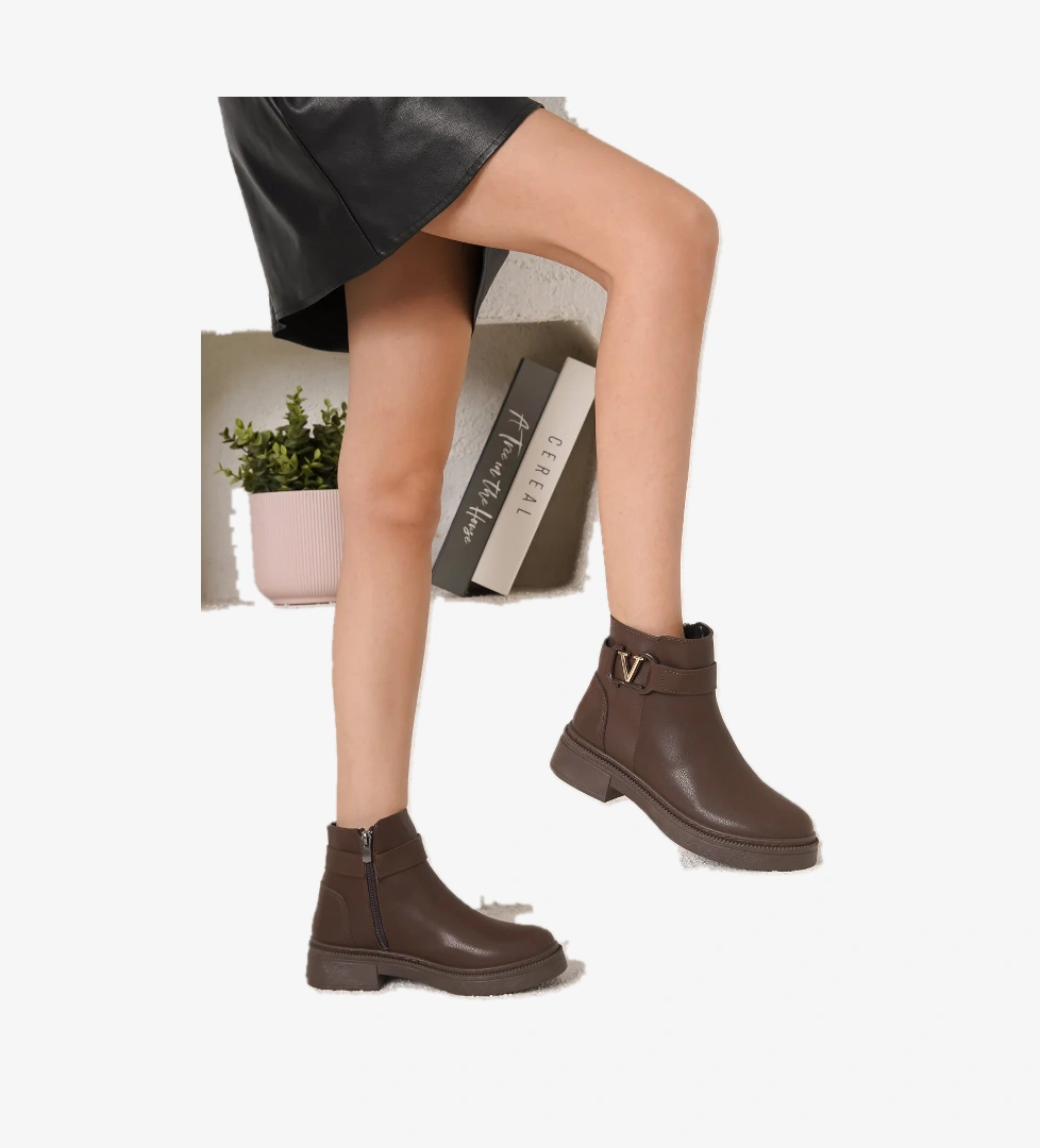 D802 Kadın Yanı Tokalı Ortopedik Soğuk Geçirmez Bot