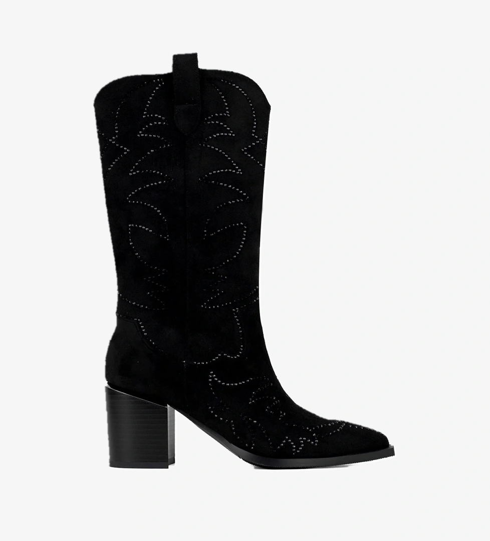 24K131-1 Kadın Topuklu Çizme Siyah