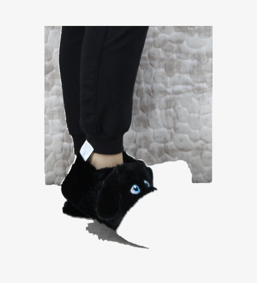 Sevimli Köpek Figürlü Peluş Panduf Hayvanlı Yumuşak Kadın Panduf - Görsel 1