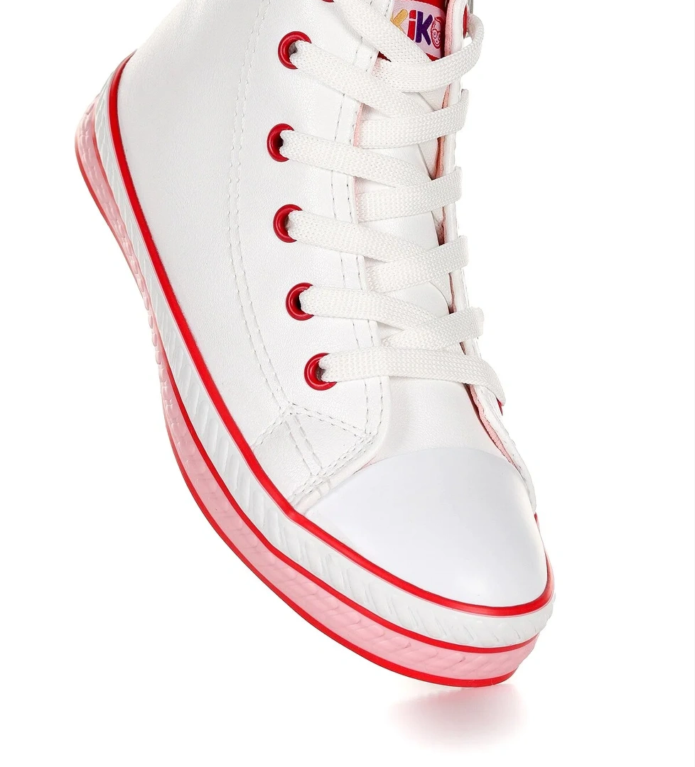 Pant Günlük Bağcıklı Fermuarlı Kız Çocuk Spor Ayakkabı Beyaz - Pudra