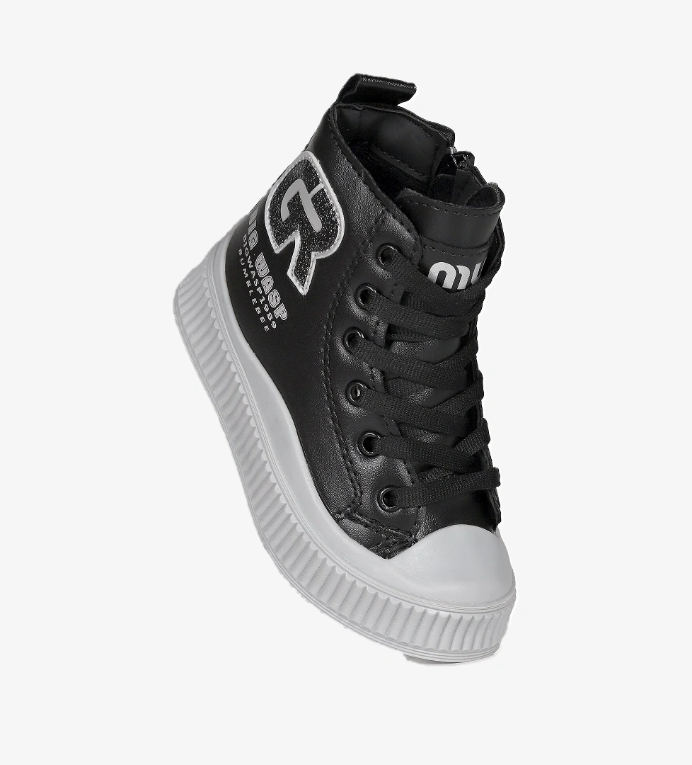 Wasp Fermuarlı Günlük Kız Bebek Bot Ayakkabı Siyah - Gümüş