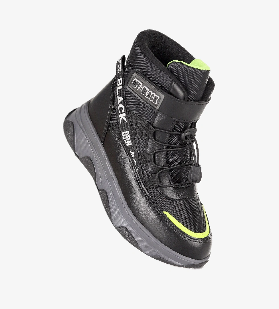 Sire Cırtlı Günlük Erkek Çocuk Bot Ayakkabı Siyah - Sarı - Görsel 1