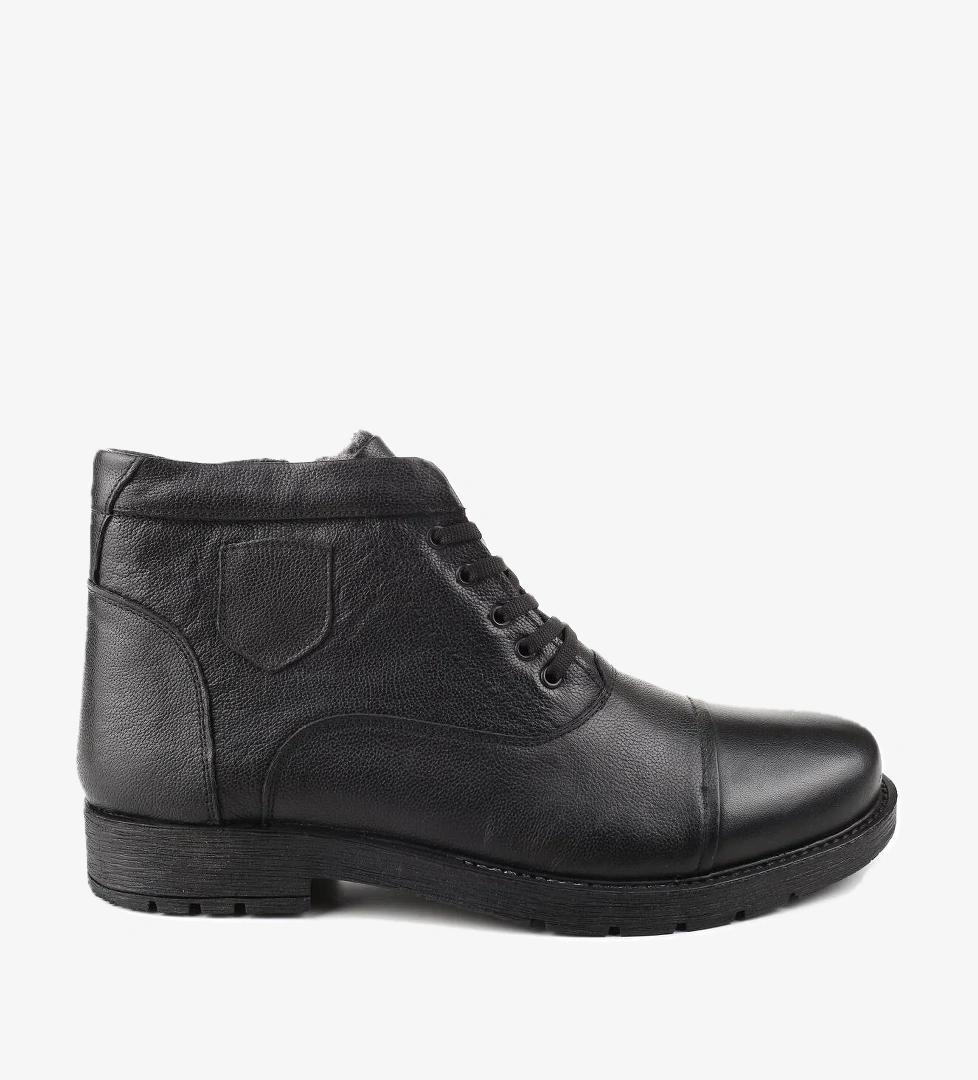 Papuç Sepeti 081 Büyük Numara Hakiki Deri Kışlık Erkek Kürklü Bot model görseli