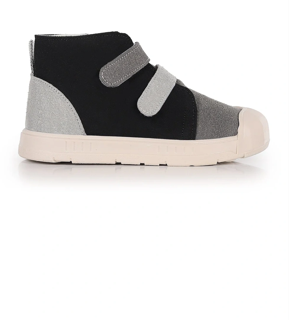 Mufasa İlk Adım Cırtlı Erkek Bebek Günlük Bot Ayakkabı Siyah - Gri