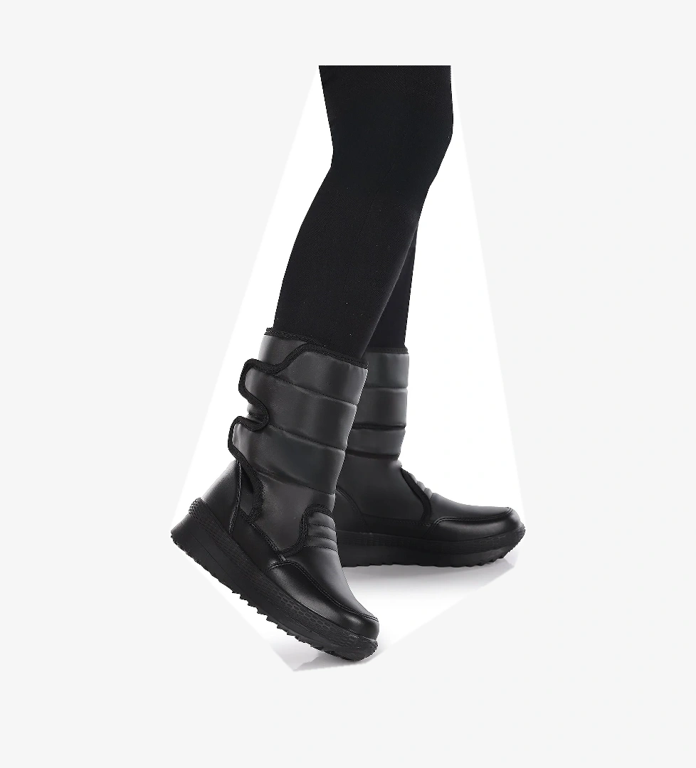 Riko Cırtlı Termo Taban Kız Çocuk Kar Botu Siyah - Görsel 1