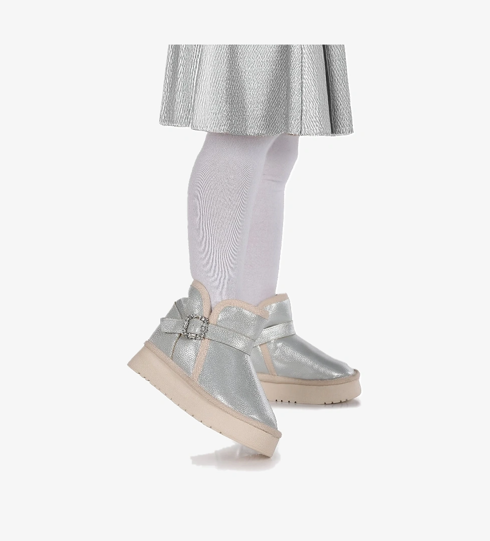 Rokca Cilt Kemerli Kız Çocuk Bot Ayakkabı Gümüş - Görsel 1