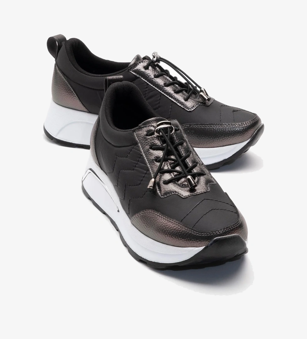 Kadın Günlük Ayakkabı SİYAH PARLAK BEYAZ - Görsel 1