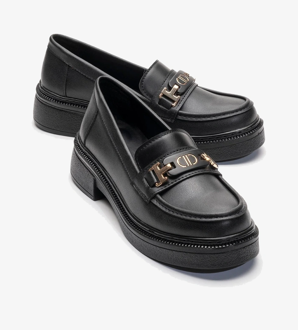 Kadın Tokalı Günlük Ayakkabı SİYAH CİLT