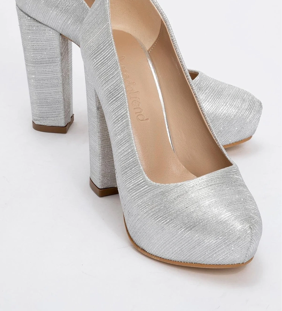 Kadın Platform Topuklu Ayakkabı GÜMÜŞ ÇİZGİLİ