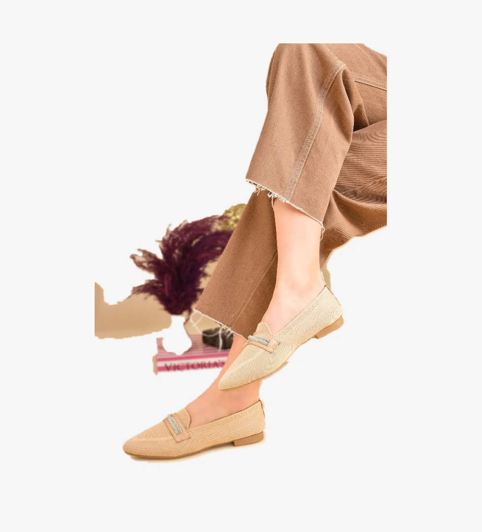 Kadın Babet Nakış Tokalı Hafif Rahat Taban Şık Günlük Ayakkabı