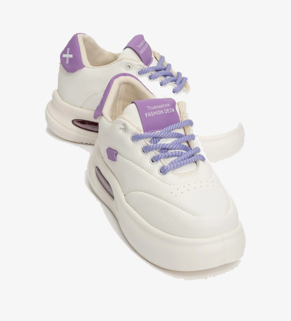 Bağcıklı Kadın Spor Ayakkabı BEYAZ LİLA